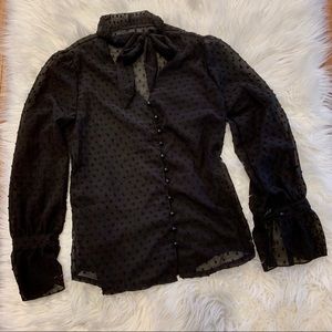 Chiffon long sleeve blouse | Black | Small